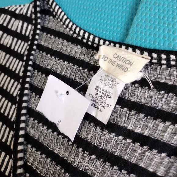 Caution to The Wind Women's Dress Striped A-line Black White Size S - Picture 6 of 8